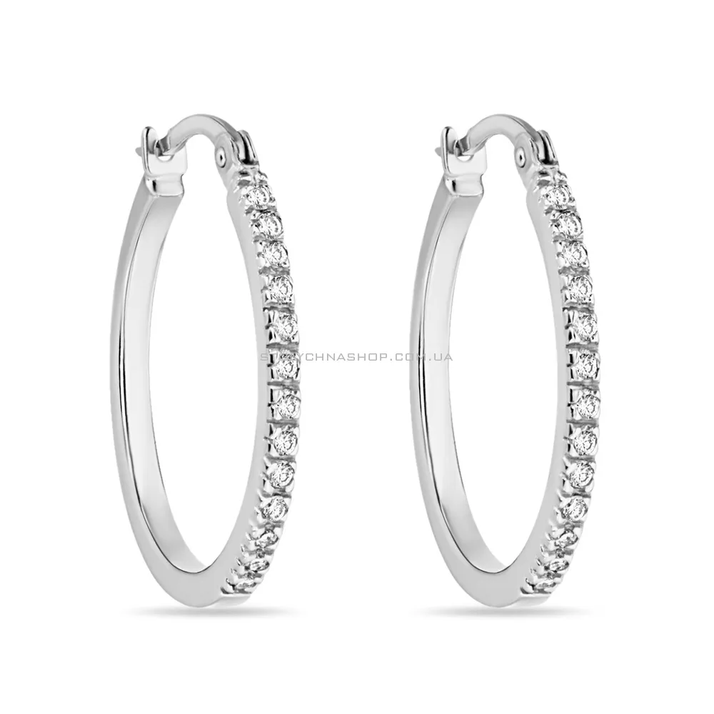 Сережки кольца из белого золота с бриллиантами (арт. С041019020б)