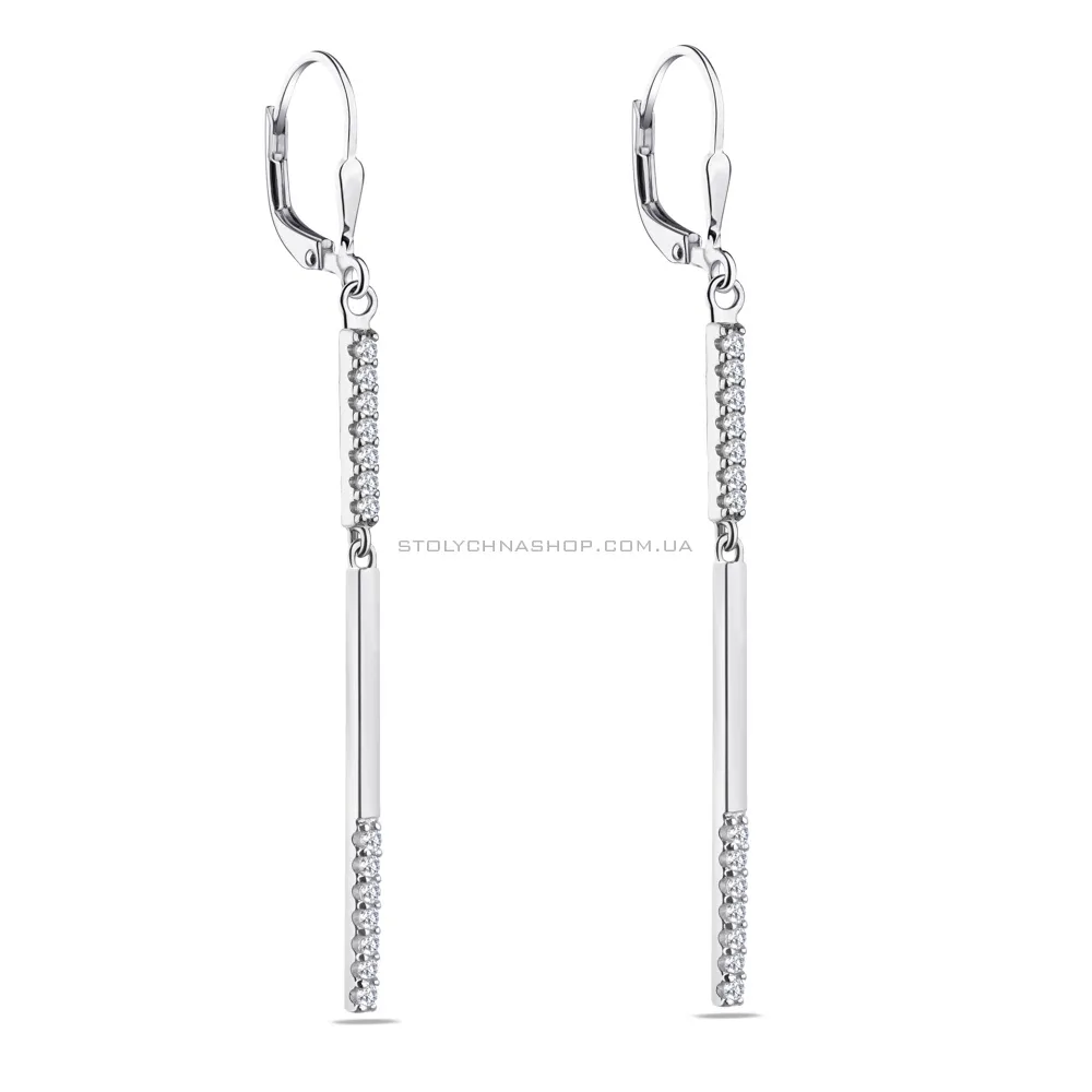 Срібні сережки-підвіски з фіанітами (арт. 7502/3503) - цена