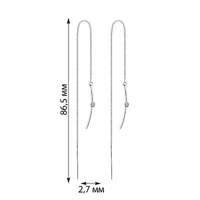 Довгі сережки-протяжки зі срібла (арт. 7502/4845)
