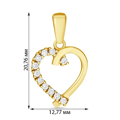 Підвіска золота «Серце» з фіанітами (арт. 421876ж)