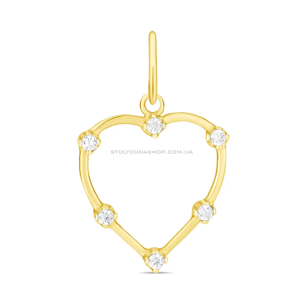 Подвеска «Сердце» из желтого золота с фианитами (арт. 423554ж)