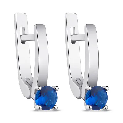 Срібні сережки з синіми фіанітами (арт. 7502/0688шс)