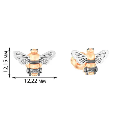 Золоті сережки пусети &quot;Бджілки&quot; (арт. 110385)