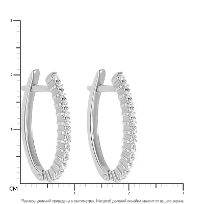 Сережки з білого золота з доріжкою з фіанітів (арт. 110079б)