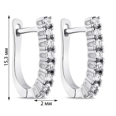 Сережки из серебра с дорожкой из фианитов (арт. 7502/4962)