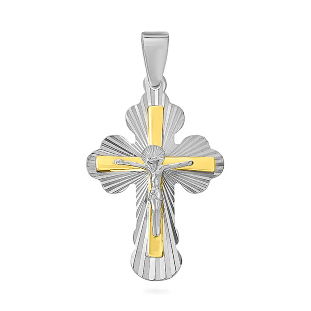 Хрестик з білого і жовтого золота  (арт. 503812бж) - цена