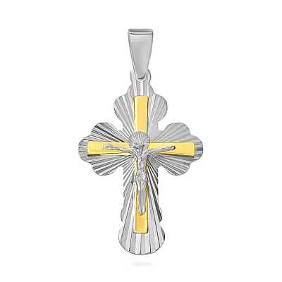 Хрестик з білого і жовтого золота  (арт. 503812бж)