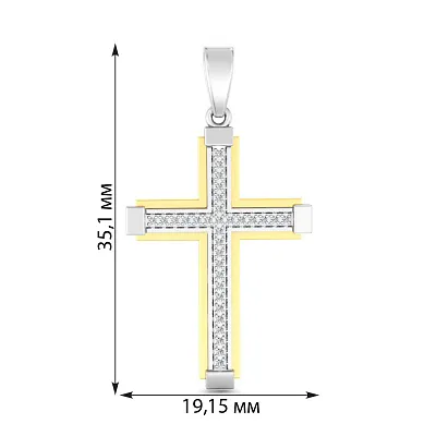 Хрестик з білого і жовтого золота з діамантами (арт. П011798010бж)