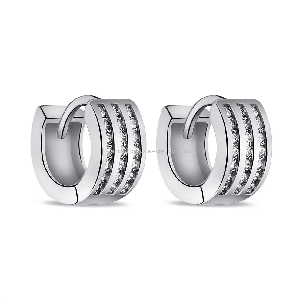 Срібні сережки-кільця з фіанітами (арт. 7502/2949) - цена
