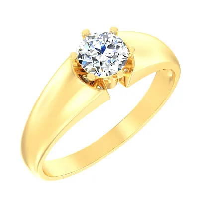 Золотое помолвочное кольцо с фианитом (арт. 140429ж)