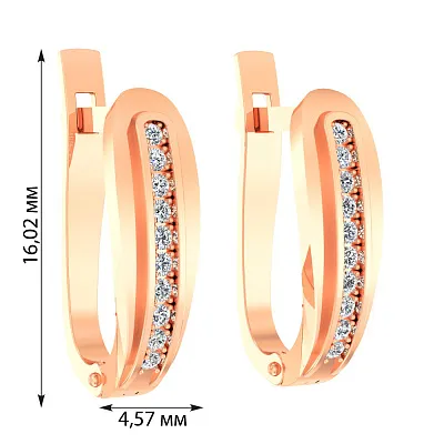 Золотые сережки с дорожкой из фианитов (арт. 110535)