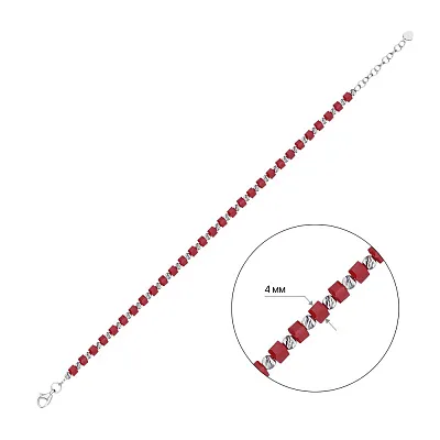 Серебряный браслет с красным ониксом  (арт. 7509/2101/4ок)