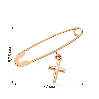 Шпилька «Хрестик» з червоного золота (арт. 360024)