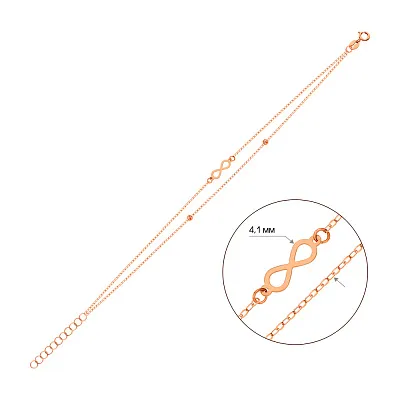 Подвійний браслет на ногу Нескінченність з золота (арт. 325652)