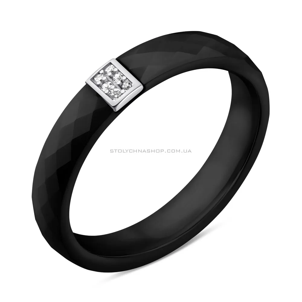 Кольцо из керамики и серебра (арт. 7501/К2ФК/4040-1-17) - цена