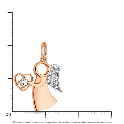 Кулон из красного золота &quot;Ангел&quot; с фианитами  (арт. 424063)