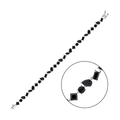 Срібний браслет з чорними фіанітами  (арт. 7509/4194ч)