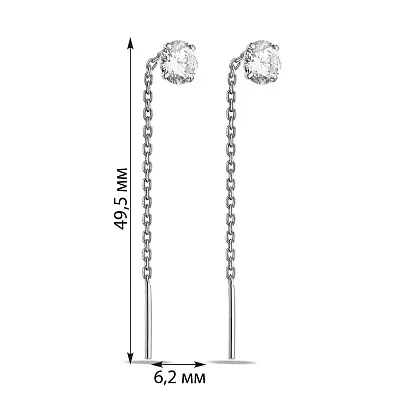 Серебряные серьги протяжки с фианитами (арт. 7502/9042)