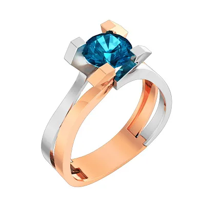 Золотое кольцо с топазом Blue Ocean (арт. 140751Пл)