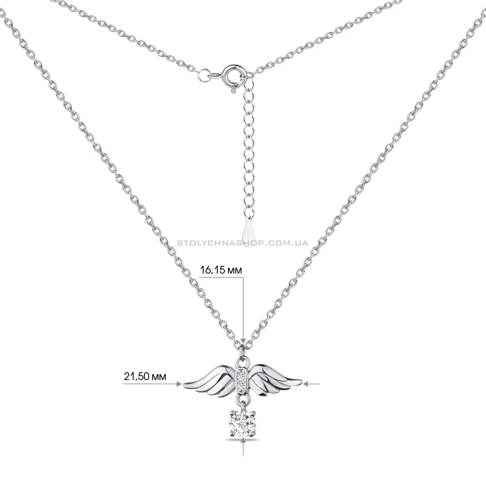 Кольє срібне "Крила" з фіанітами (арт. 7507/1266) - 3 - цена