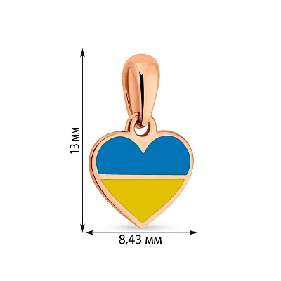 Золотий підвіс "Серце" з блакитною і жовтою емаллю  (арт. 440740есж)