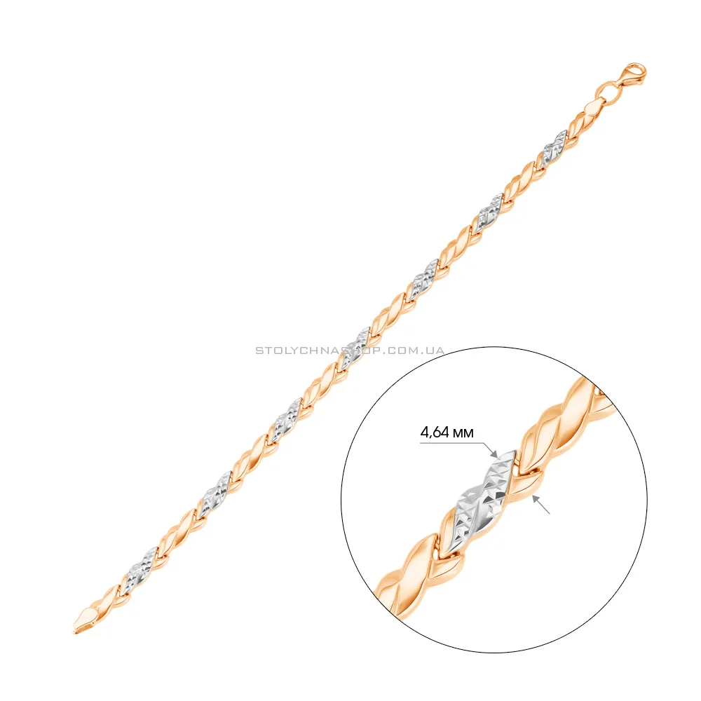 Браслет золотий в комбінованому кольорі металу (арт. 327024р) - 2 - цена