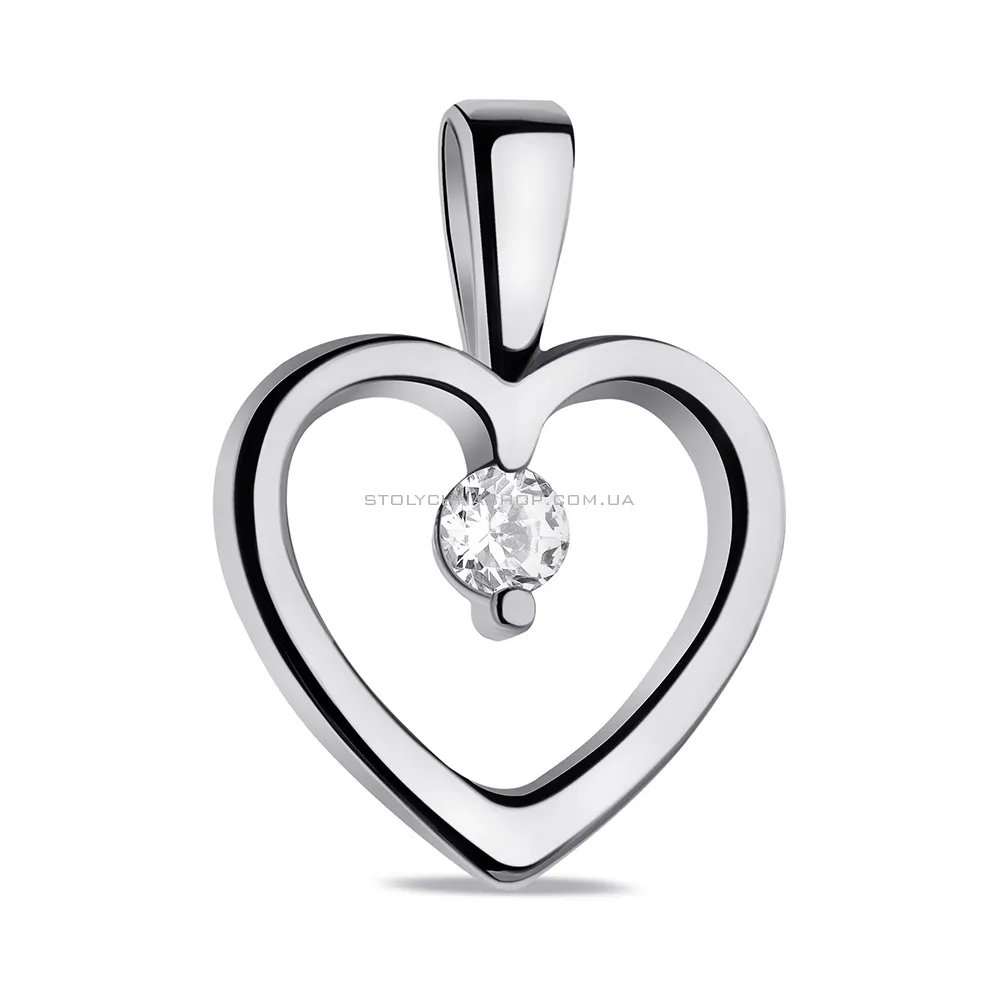 Кулон из серебра Сердце с фианитом (арт. 7503/4017)