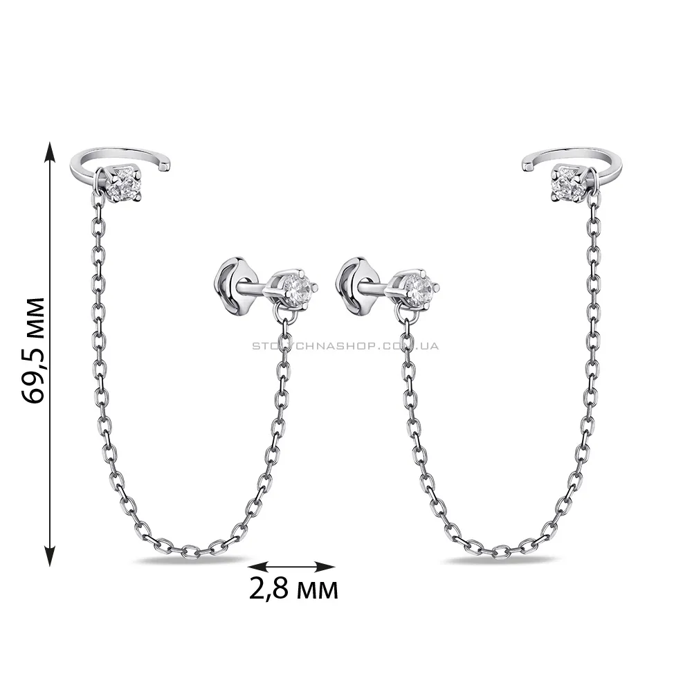 Сережки-пусети зі срібла з фіанітами (арт. 7518/577сп) - 2 - цена
