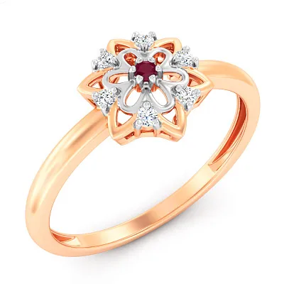 Золотое кольцо с рубином и бриллиантами (арт. К011081р)
