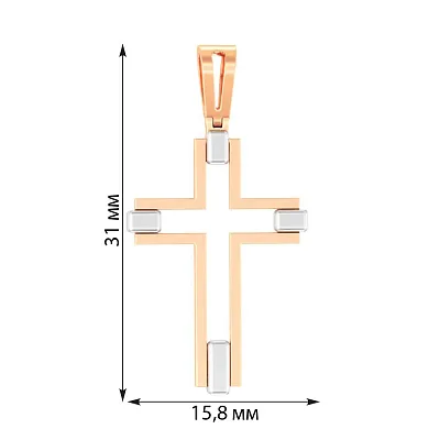 Крестик из красного и белого золота  (арт. 440754кб)
