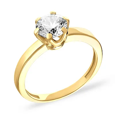 Золотое помолвочное кольцо с фианитом (арт. 140361ж)