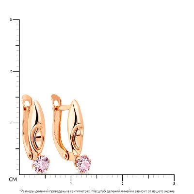 Детские золотые серьги с розовыми фианитами  (арт. 107711р)