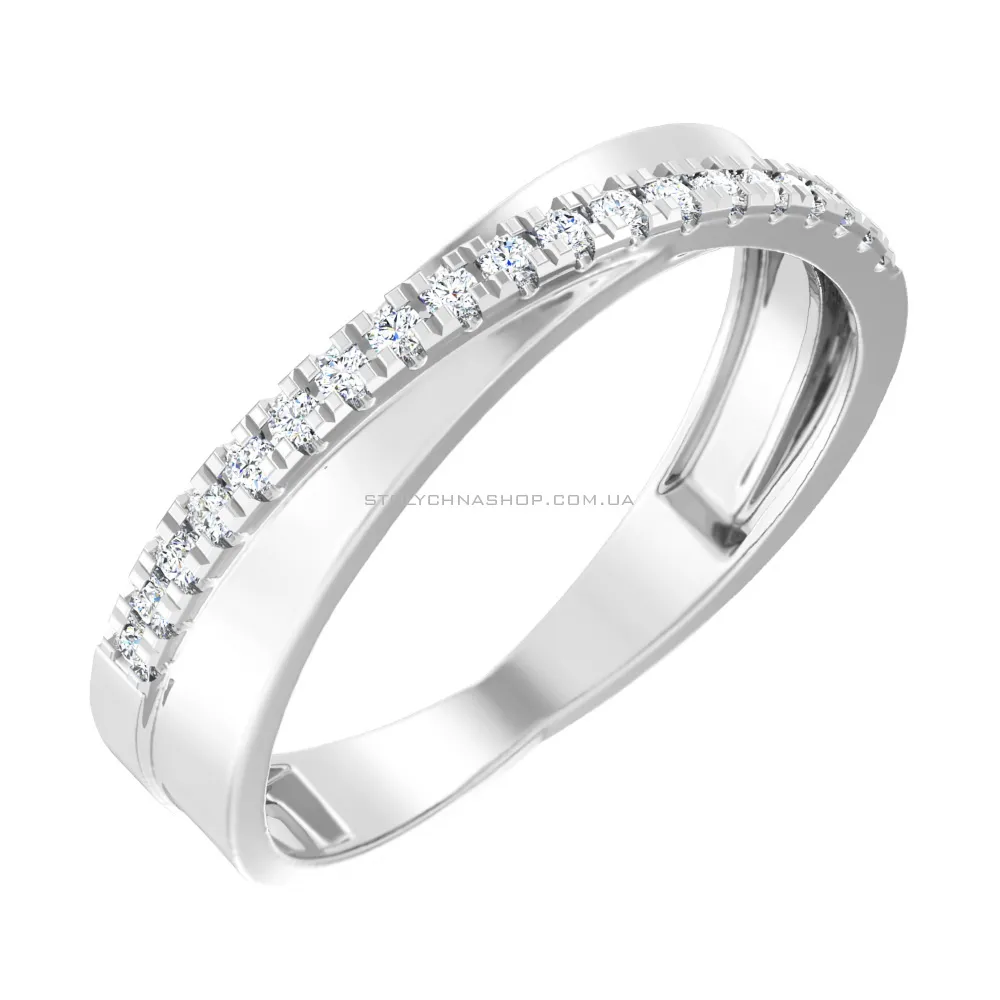 Золотое кольцо в белом цвете металла с бриллиантами (арт. К011056015/1б)
