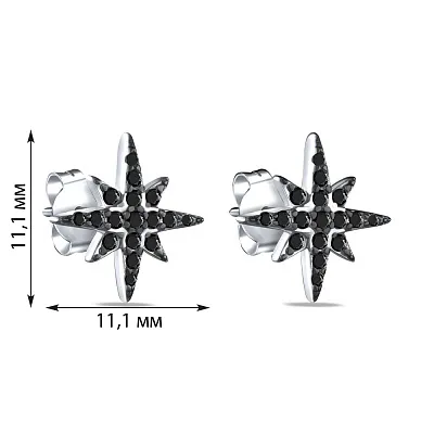 Срібні сережки-пусети Зірки (арт. 7518/6066бч)