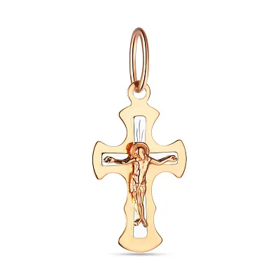 Золотой нательный крестик с распятием  (арт. 528300)