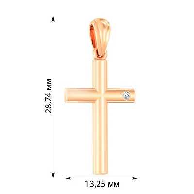 Золотая подвеска-крестик с фианитом (арт. 440637)