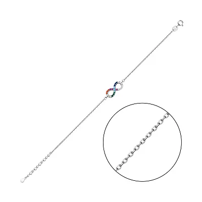 Браслет срібний Нескінченність з кольоровими альпінітами  (арт. 7509/4146ацв)