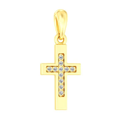 Хрестик з жовтого золота з діамантами (арт. П011082005ж)