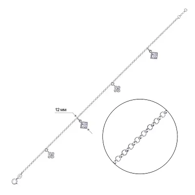 Срібний браслет на ногу з фіанітами (арт. 7509/2169)