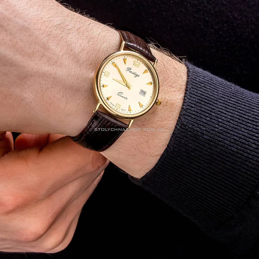 Золотий годинник зі шкіряним ремінцем (арт. 260224ж) - 3 - цена