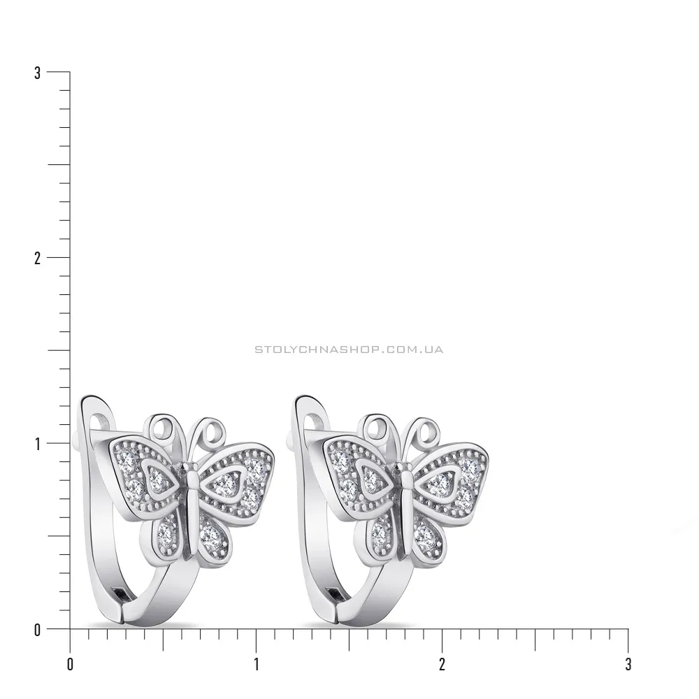 Срібні сережки «Метелики» з фіанітами (арт. 7502/4119) - 2 - цена