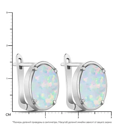 Срібні сережки з білим опалом  (арт. 7502/3910Поб)