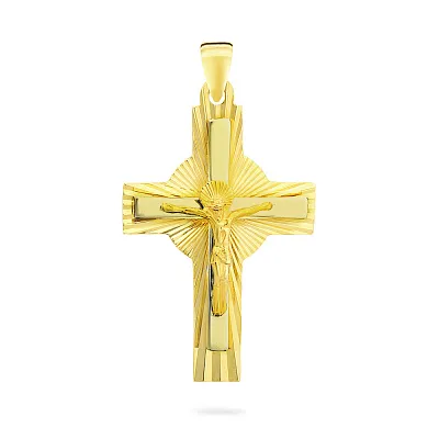 Крестик из желтого золота с алмазной гранью (арт. 503832ж)