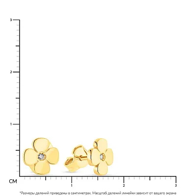Золотые серьги-пусеты &quot;Цветок&quot; в желтом цвете металла  (арт. 108819ж)