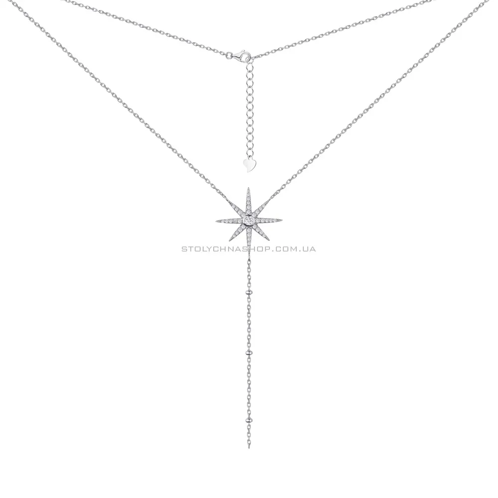 Колье серебряное "Звезда" с фианитами  (арт. 7507/1207) - 2 - цена