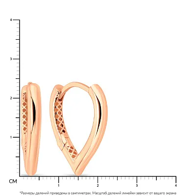 Золотые серьги в красном цвете металла без камней (арт. 108536/25)