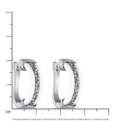 Сережки зі срібла і білої кераміки з фіанітами (арт. 7502/2629б069)