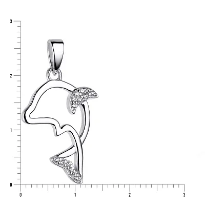 Серебряная подвеска «Дельфин» с фианитом (арт. 7503/2716)