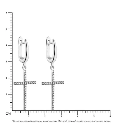 Сережки-підвіски зі срібла "Хрестики" з фіанітами  (арт. 7502/1293С)