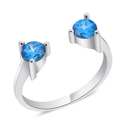 Незамкнутое кольцо из серебра с голубыми альпинитами  (арт. 7501/5867аг)